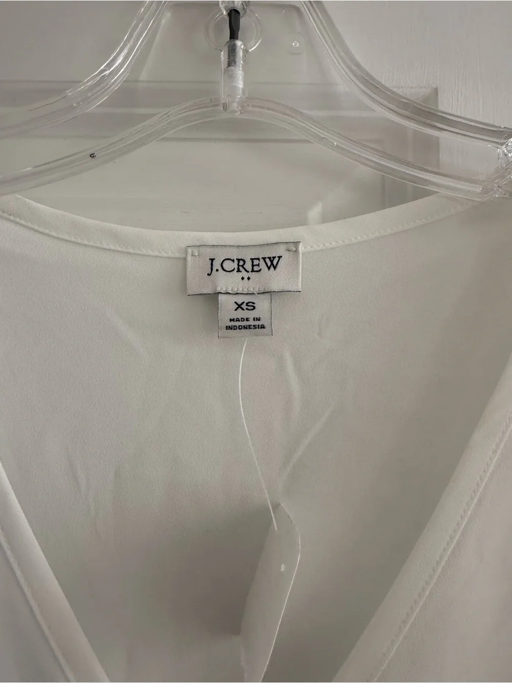 J. Crew White V-Neck Puff Sleeve Blouse